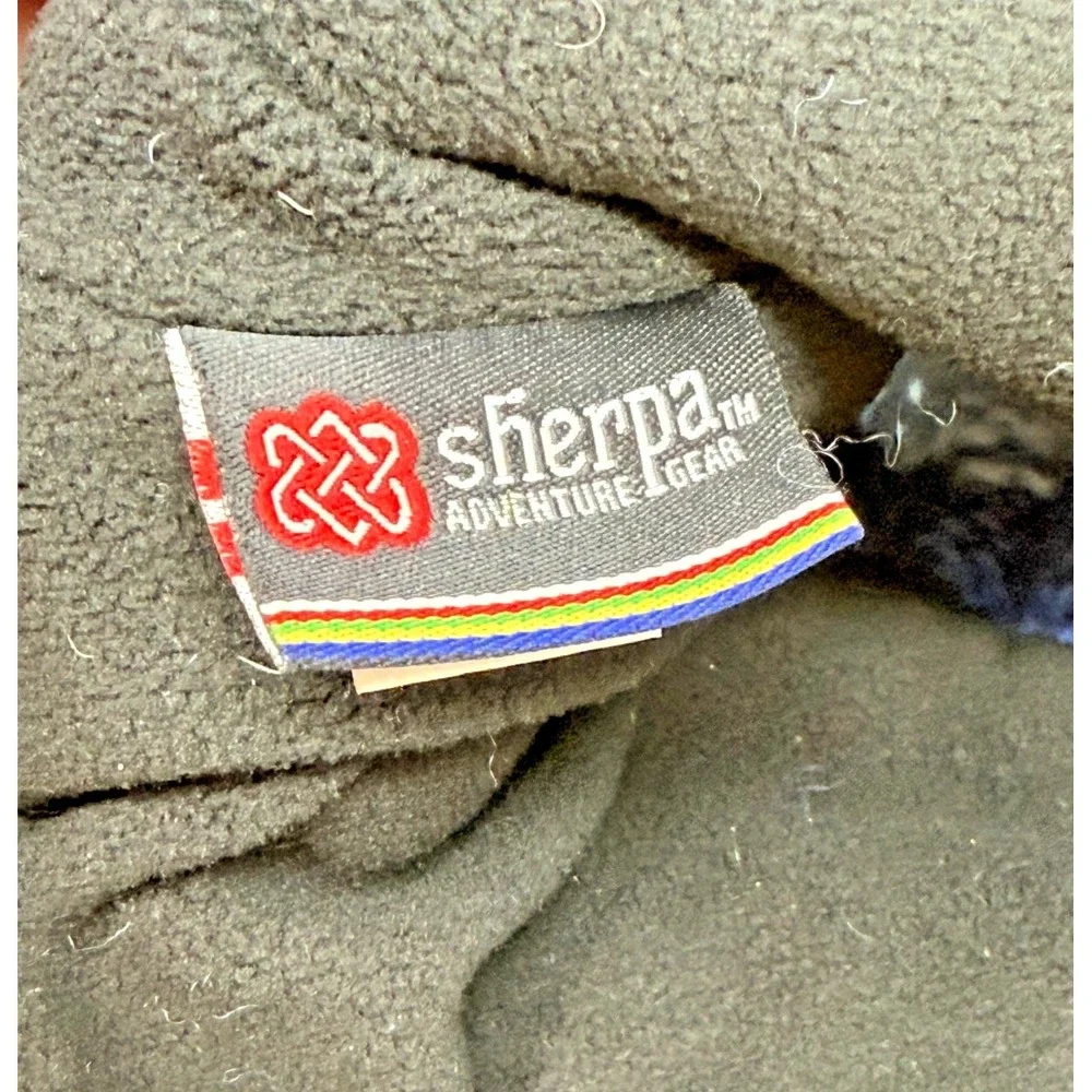 Sherpa Adventure Gear Wool Ear Flap Hat Gray Blue Pom Pom Fleece Lined OSFA